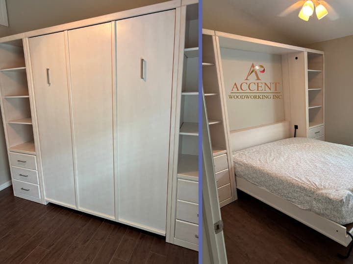 Savona Panel Queen Murphy Bed in Whitewash on Maple Transforms This Space