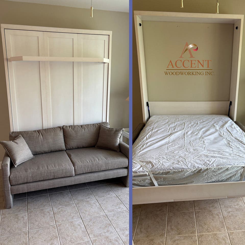 Shaker Queen Sofa Murphy Wall Bed with Custom Vanilla Sofa