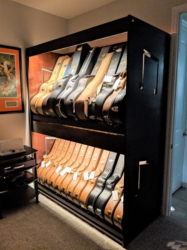 Custom Guitar Room in Maple Wood with Red Mahogany Stain