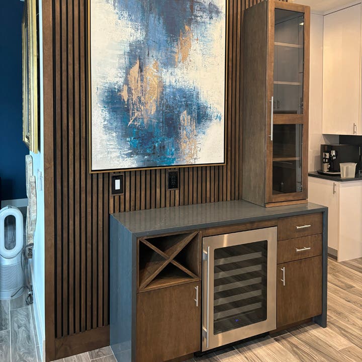 Custom Maple Dry Bar, Wine Rack & Hutch
