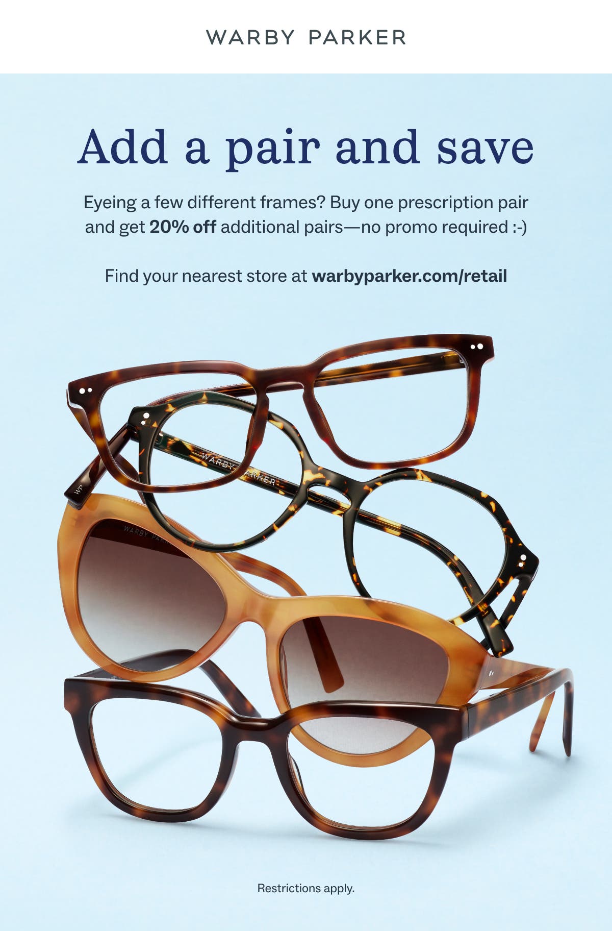 It's back to school at Warby Parker Milford Marketplace! 20% two (or more) RX pairs.