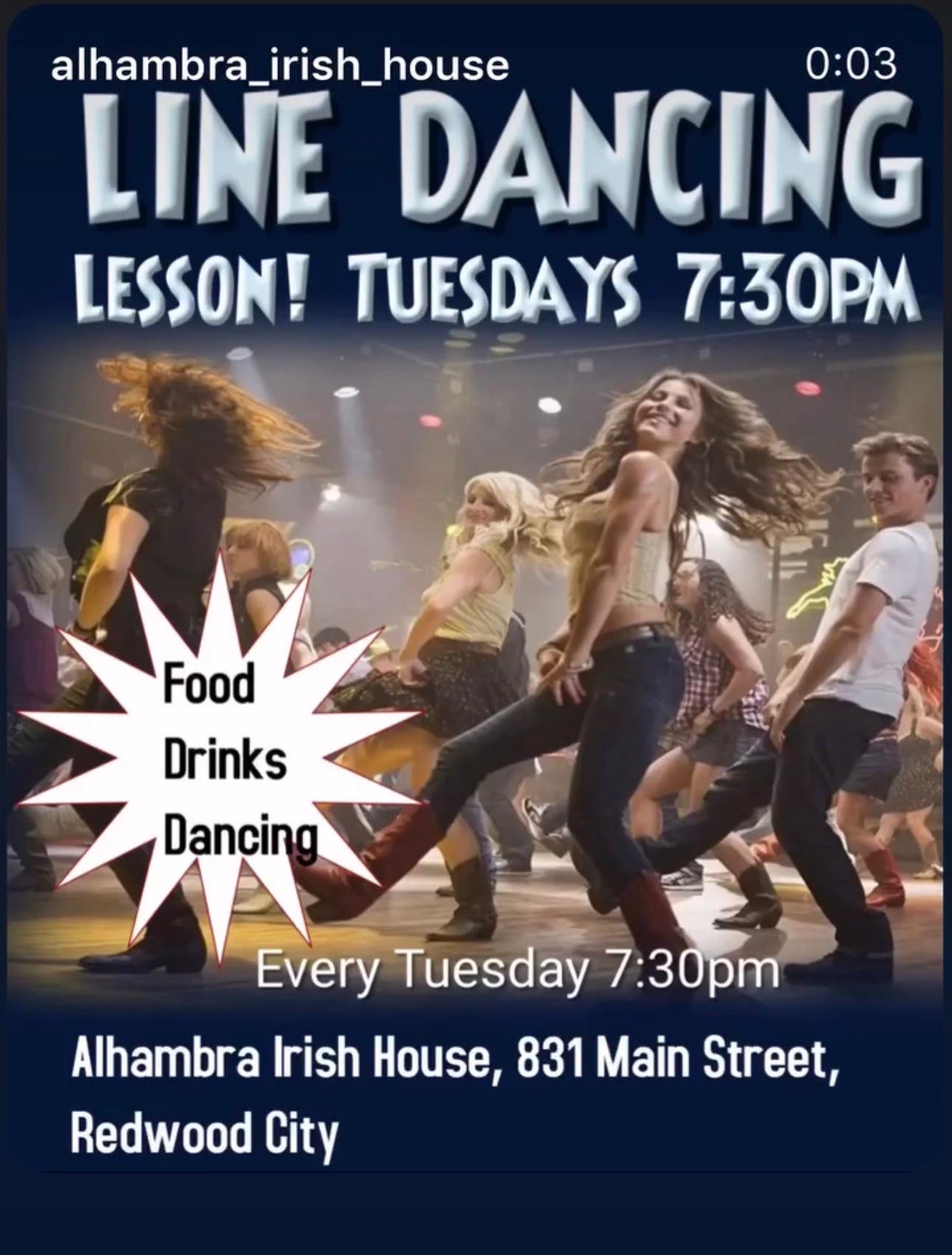 Line dancing every Tuesday 