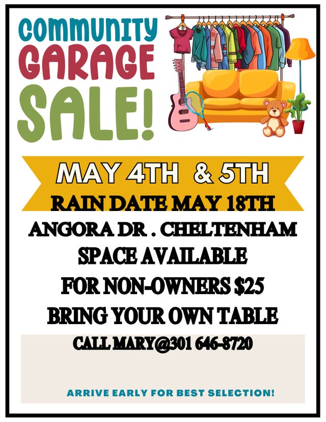 May 4 " Community Garage Sale" Upper Marlboro, MD Patch