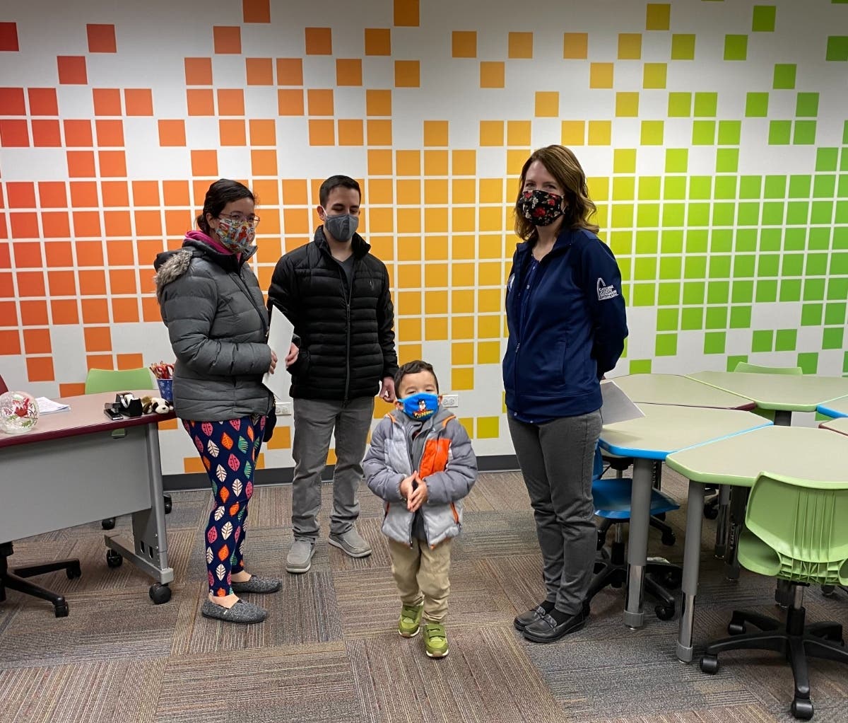 Prospective family in the CJB computer lab
