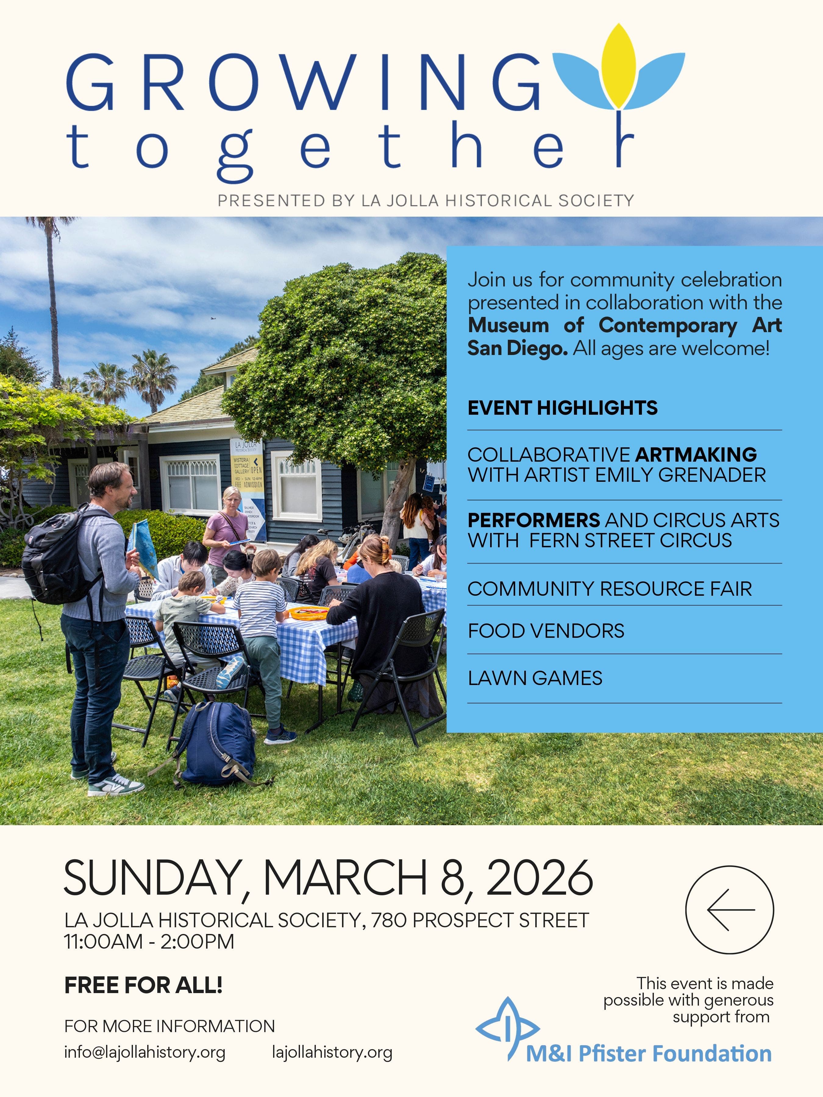 Growing Together Family Day at La Jolla Historical Society & Museum of Contemporary Art San Diego
