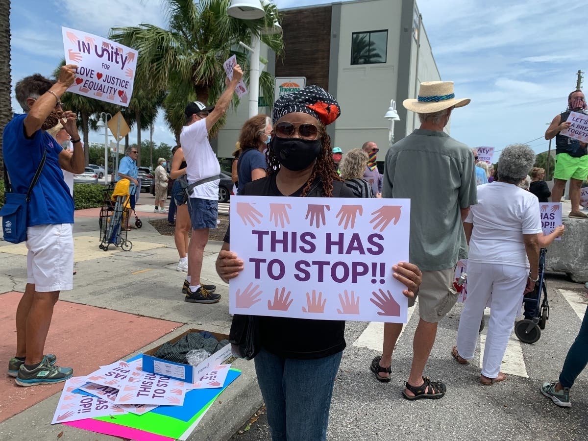 The One Heart Community Faith Rally brought a diverse crowd to its first protest in Lakeland. 