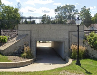 The pedestrian underpass near Northwest Highway, East Kensington Road and North Douglas Avenue. 