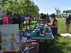 Participants make donations to Chicago organizations prior to the protest