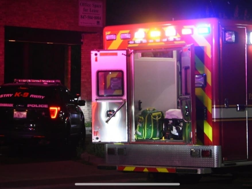 Emergency personnel respond to the 1200 block of Meadow Road in Northbrook early Monday morning.