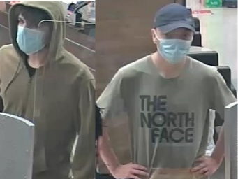 The men had fled the scene at the bank inside Jewel-Osco Thursday in a gunmental gray dual cab pickup truck on Waukegan Road.