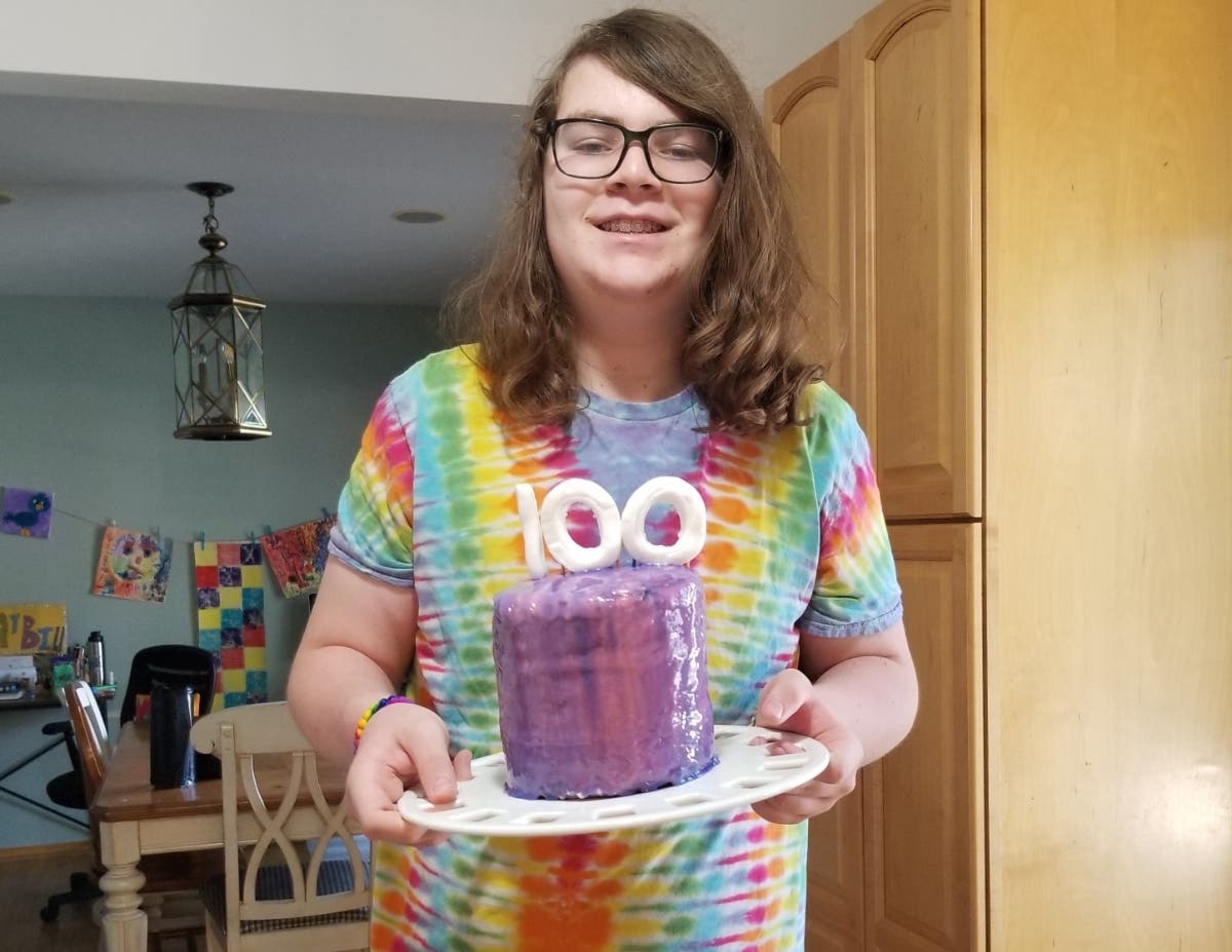 Nathan Horwitz, 15, of Glenview, shows off one of his creations. 