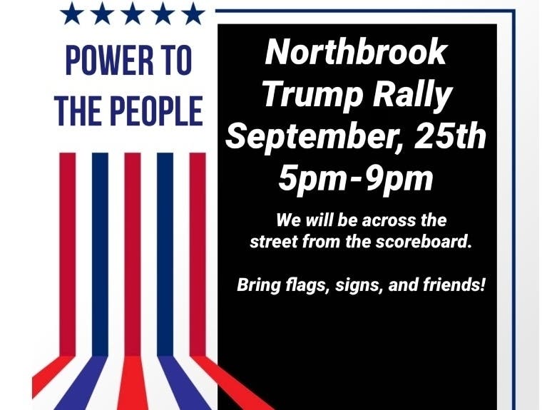 A poster promotes Friday's rally in Northbrook. 