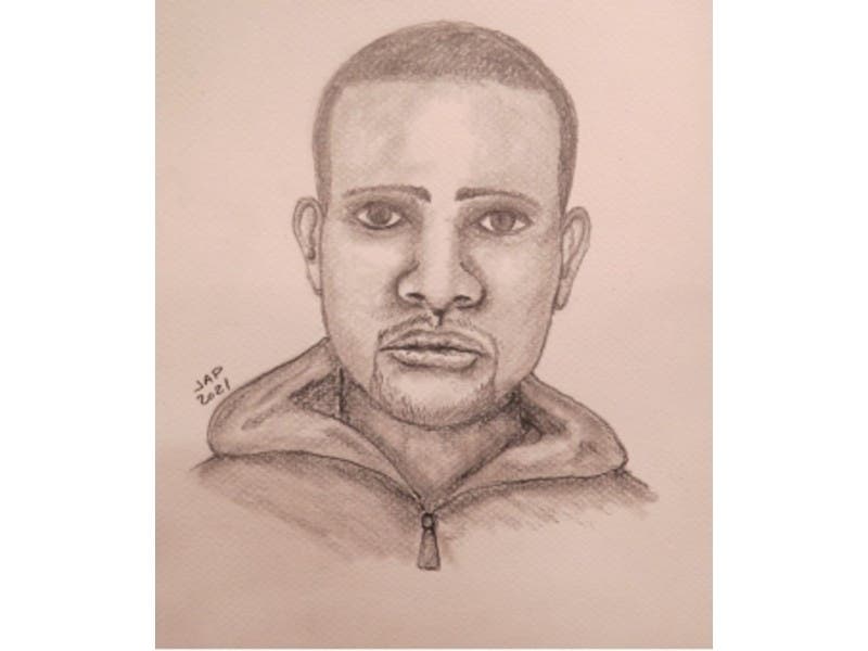 The suspect is described as a dark-skinned male, possible African American, 30-40 years of age, about 6-foot tall, with an average build