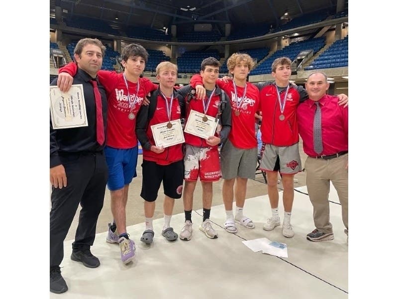 Five Deerfield wrestlers won medals at the state tournament, the most in the history of the program. 
