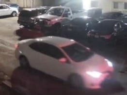 Police are looking for this white Toyota sedan involved in the incident. 