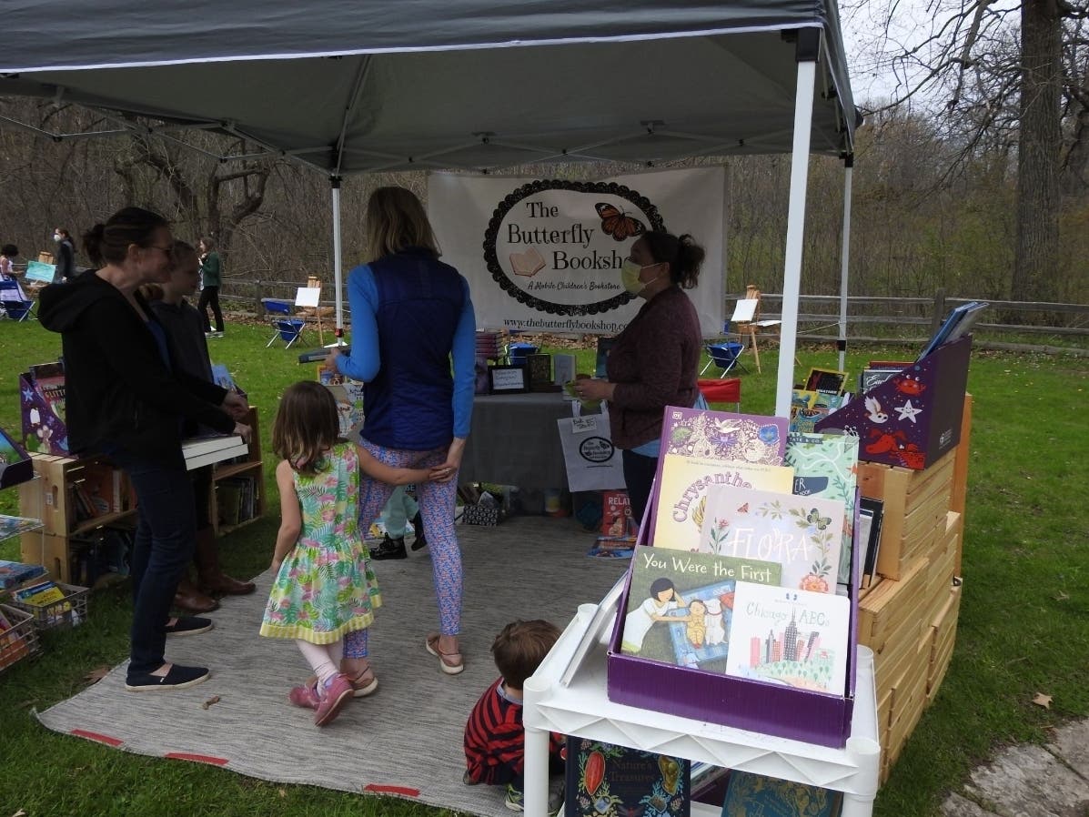 Butterfly Bookshop, an independent mobile children's bookstore in Lake County, is shown at the 2022 Mother Earth Market at Brushwood Center at Ryerson Woods