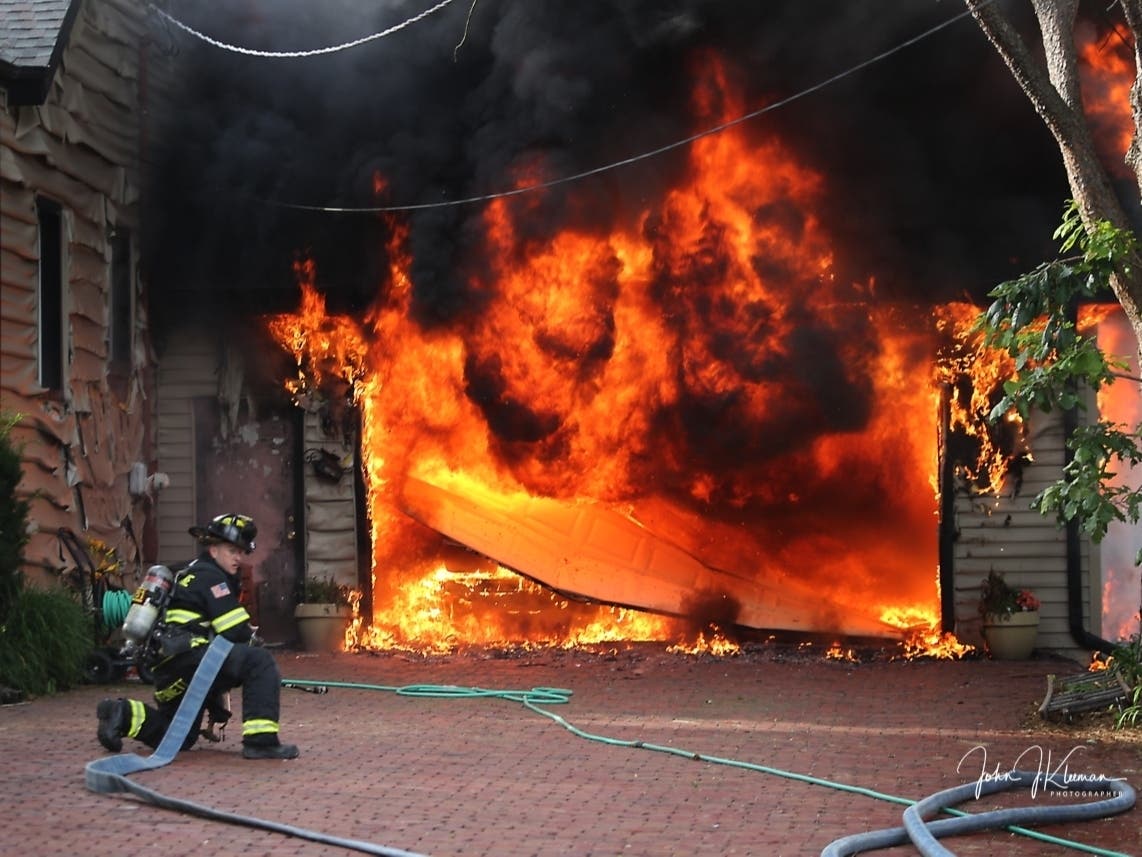 The fire began in an attached garage in the 600 block of W. Hill Road. 