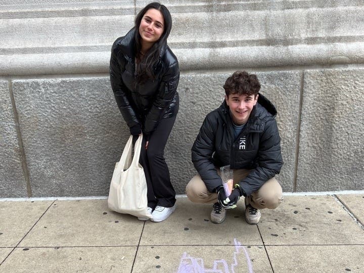 Emery Sill and her brother, Evan, take part in The Honeycomb Project's Holiday Cheer Challenge in 2022. 