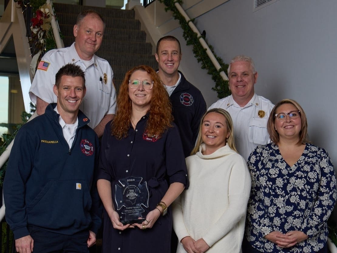 Fire Chief Lawrence Kane, Fire Inspector Peter Gripper, Deputy Fire Chief Shawn Collins, Battalion Chief Daniel Pasquarella, Administrative Assistant Courtney Michaels, Management Analyst Caitlin Wagener, EMS Coordinator Lisa Henson.