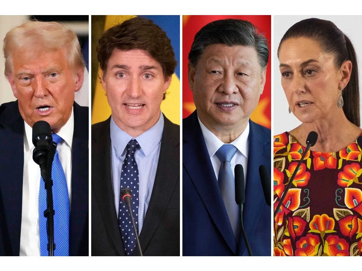 From left to right: U.S. President Donald Trump, Canadian Prime Minister Justin Trudeau, China's President Xi Jinping and Mexico's President Claudia Sheinbaum.