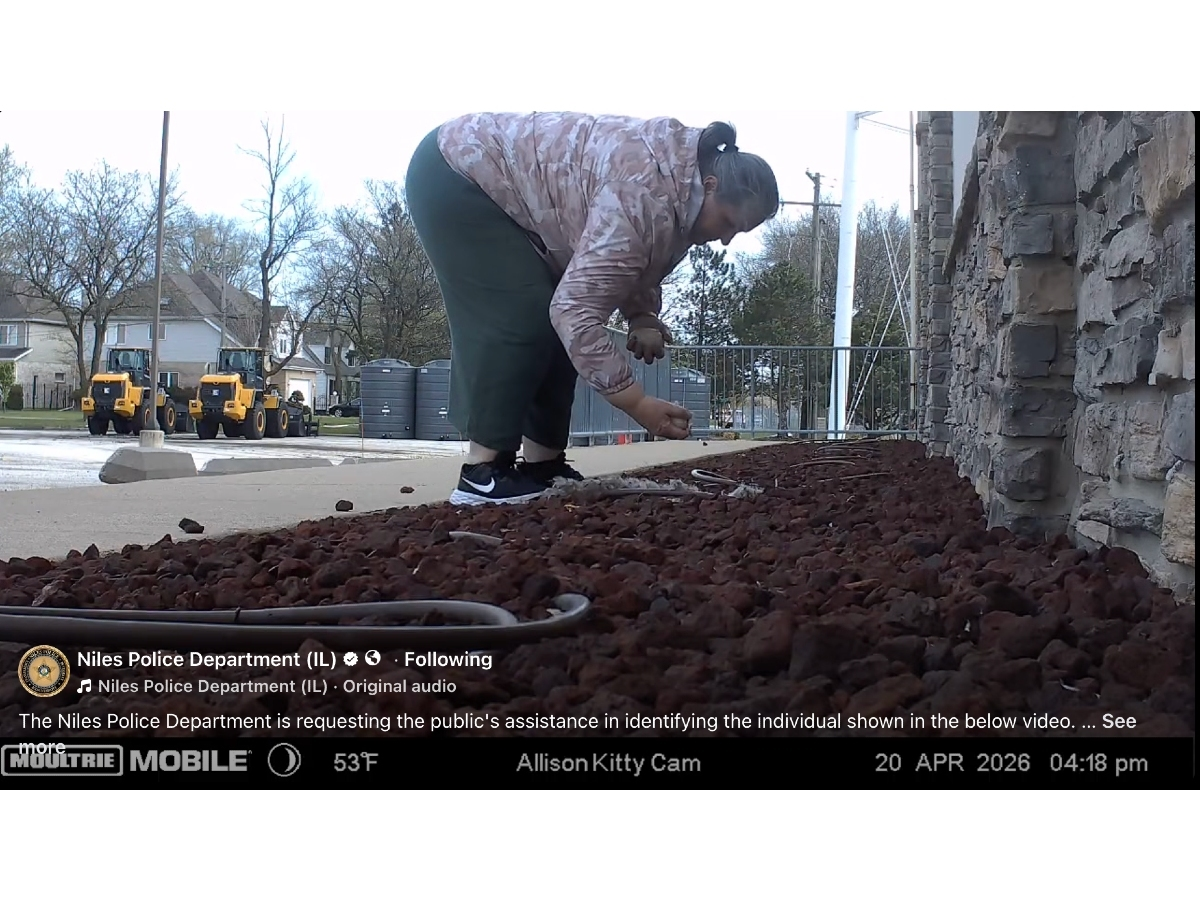 The incident, which was caught on camera, occurred at around 4:18 p.m. Monday, ﻿along the side of a building near Golf Mill Mall.