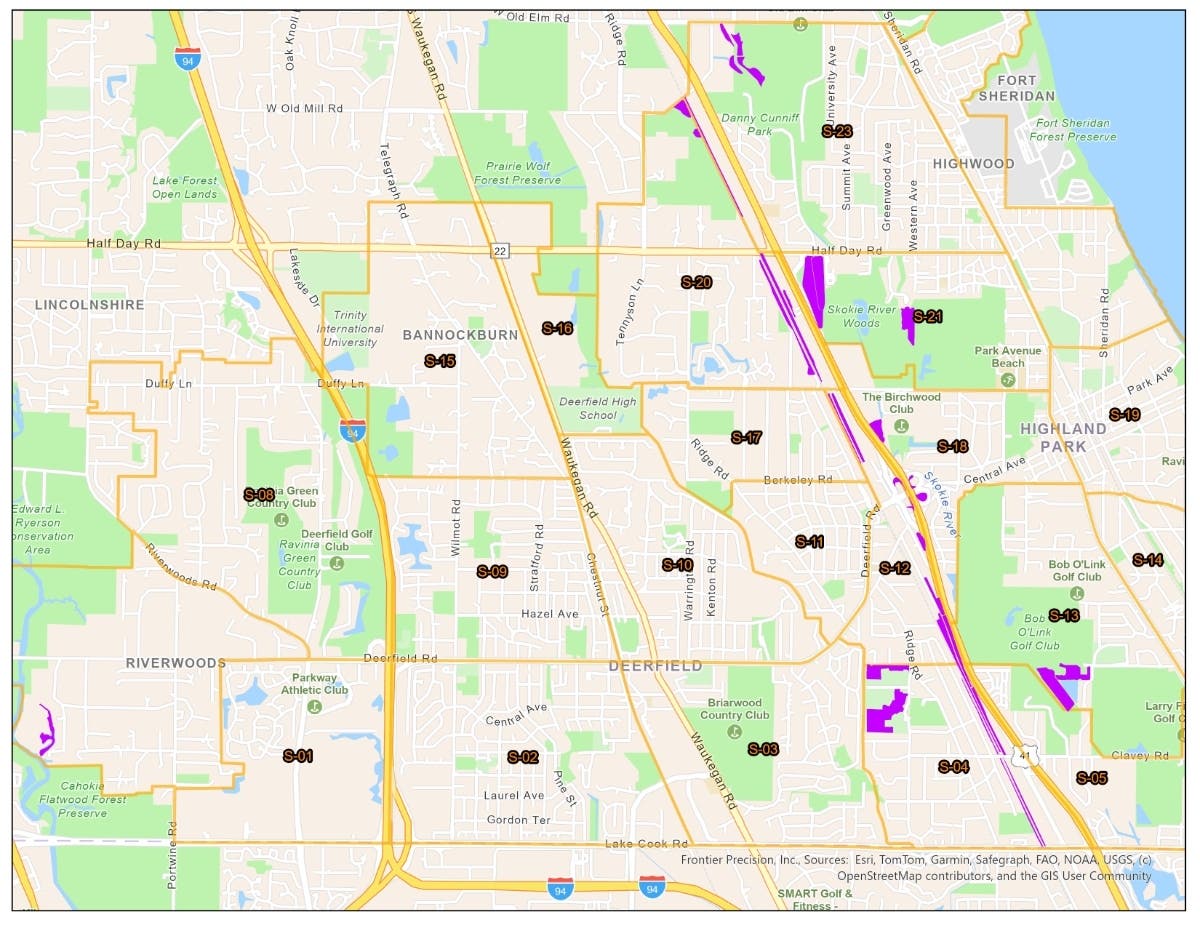 The agency, based in Northfield, tells Patch locations along the railroad tracks running parallel to Route 41, as well as a small portion of Riverwoods along the Des Plaines River just west of Thornmeadow Road, will be targeted.