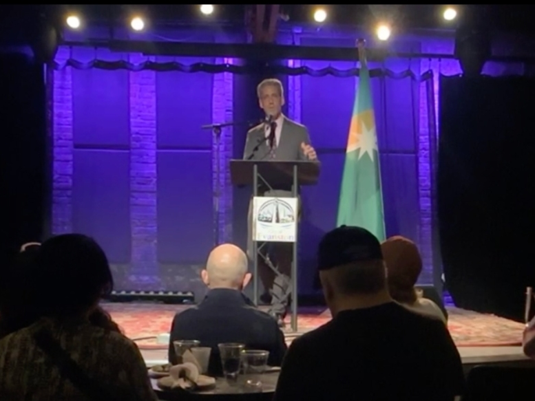 Evanston Mayor Daniel Biss delivers his fifth and final State of the City address Tuesday at Evanston SPACE. 