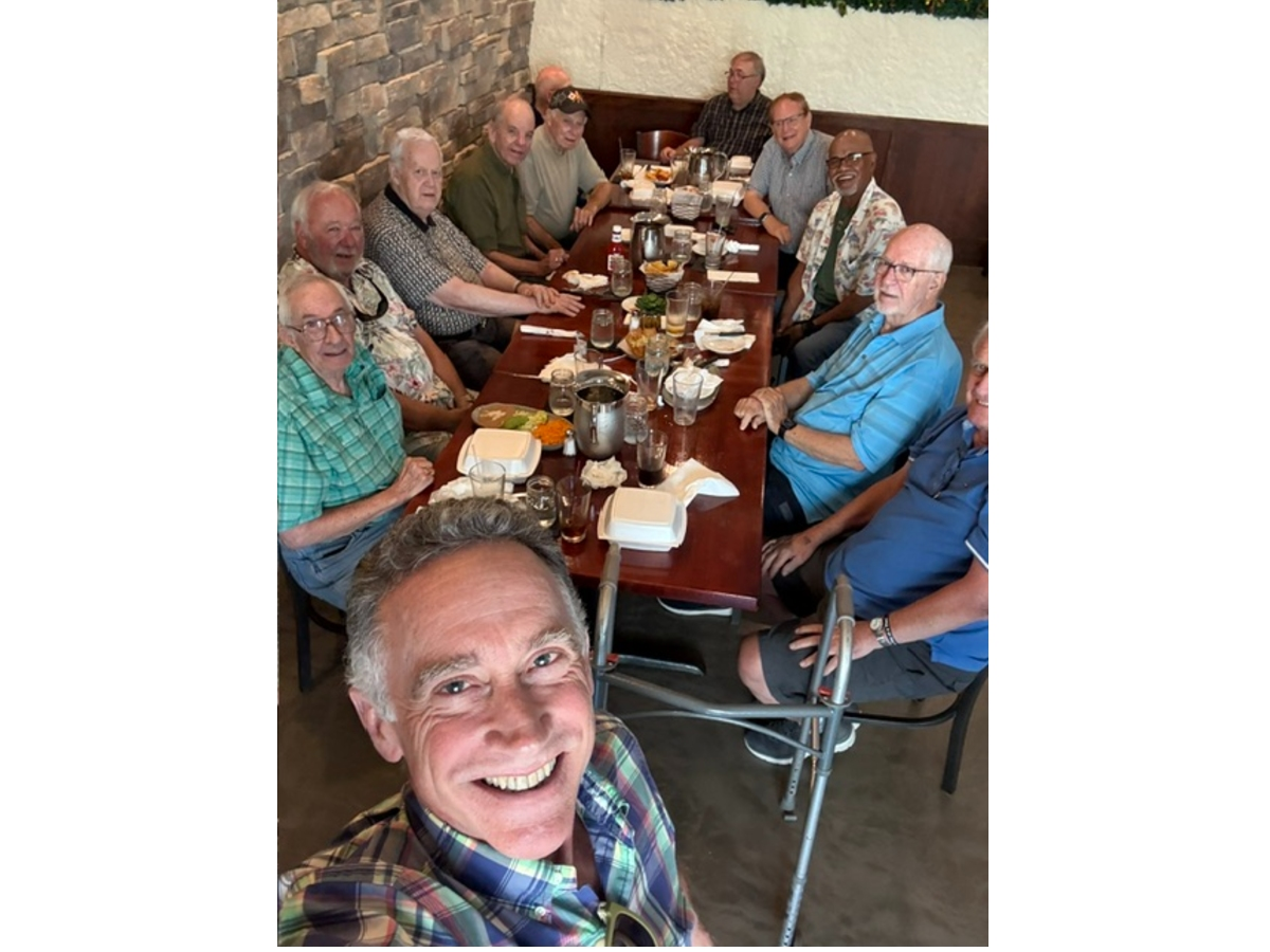 Rev. Steve Good takes a selfie photo during his retirement luncheon held at Taco Dale Cantina in Oswego. The event was sponsored by United Methodist Men of Good Shepherd United Methodist Church of Oswego. 