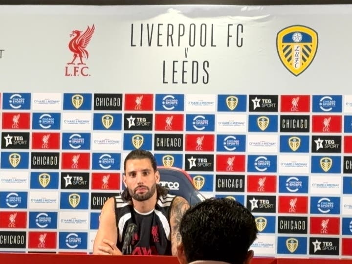 Dominik Szoboszlai addresses the media Thursday at the Endeavor Health Performance Center, where Liverpool has been preparing during its two-week stay in Chicago.