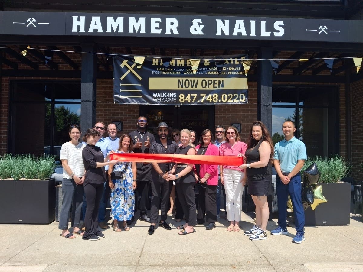 The Glenview location of Hammer & Nails Grooming Shop for Guys features separate areas for barbering and hand-and-foot treatments.