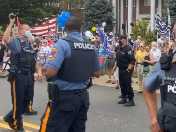 An image from last week's pro-police rally in Fair Lawn. On Tuesday, area anti-racist activists will host a silent vigil outside the Fair Lawn Council meeting. Counter protesters are expected to attend, area activists say. 