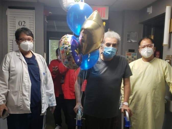 Luis Martinez leaves the Lakeview Rehabilitation & Care Center after making what staffers there are calling a "miracle" recovery from COVID-19.