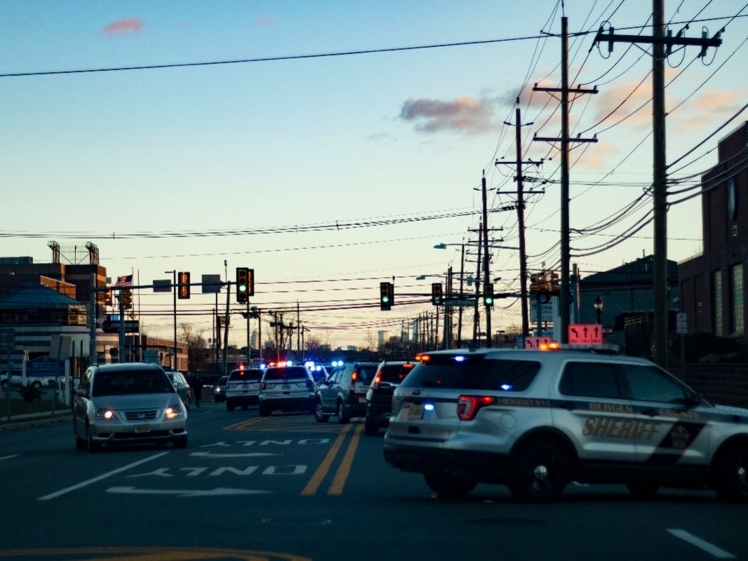 Protesters blocked an intersection outside the Bergen County Jail during a recent protest.