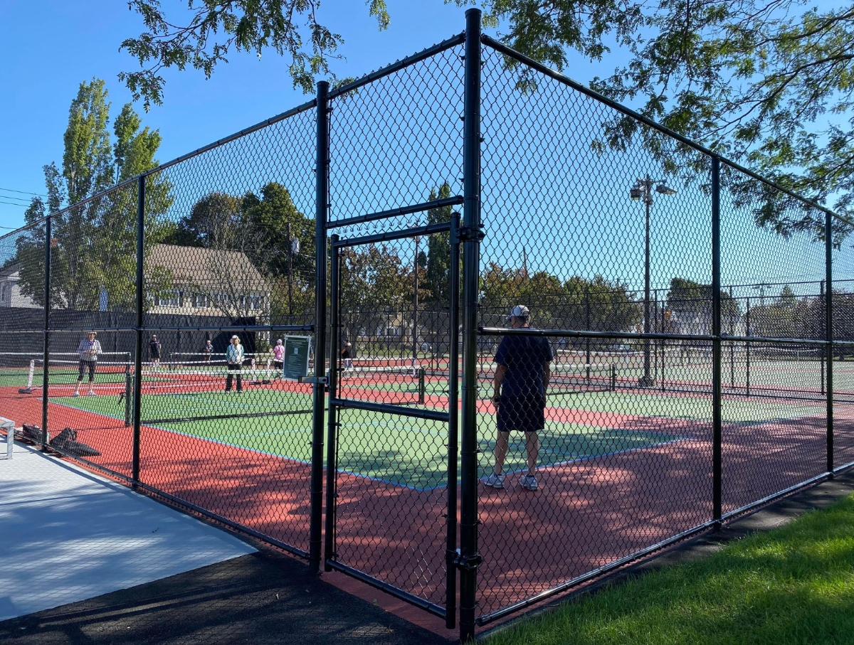 Pickleball courts are one of the many new additions to Waltham's Lowell Field Playground after the completion of renovations there.