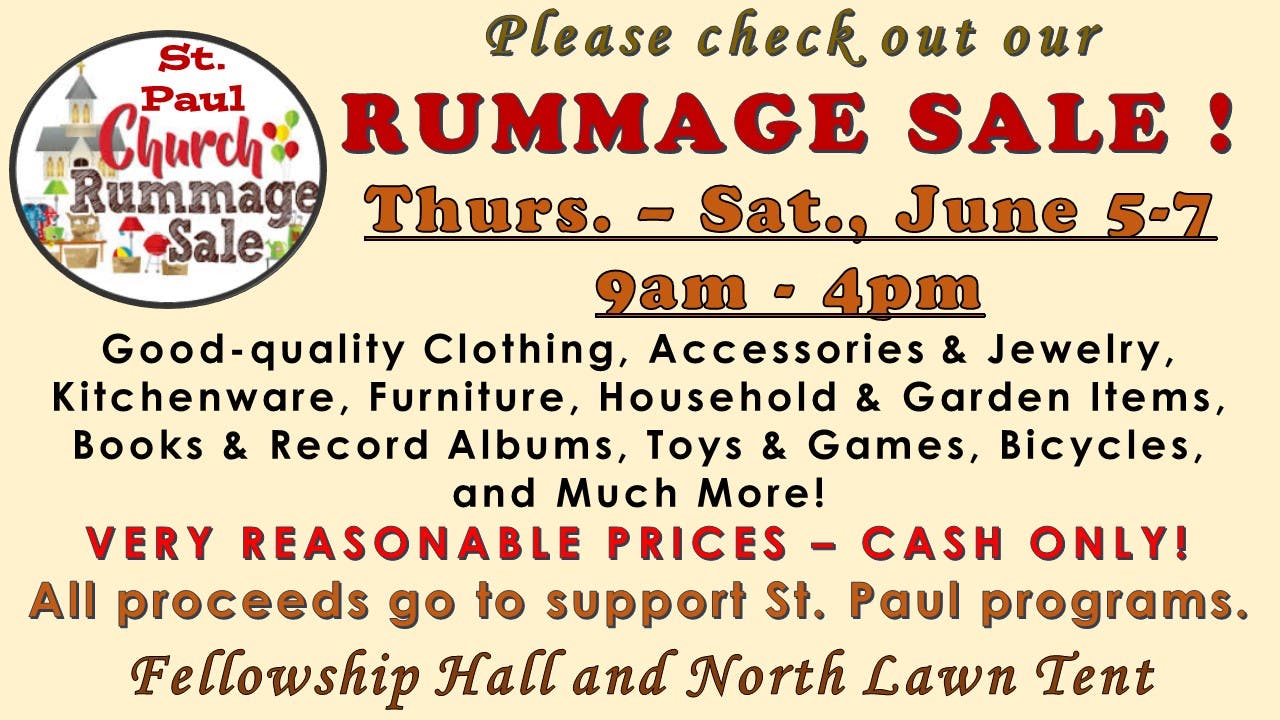 Don't Miss Our Church Rummage Sale!