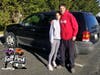 Kayla with Joe Weiman, owner of Ballpark Restaurant with Kayla's new 2004 Ford Escape XLT!