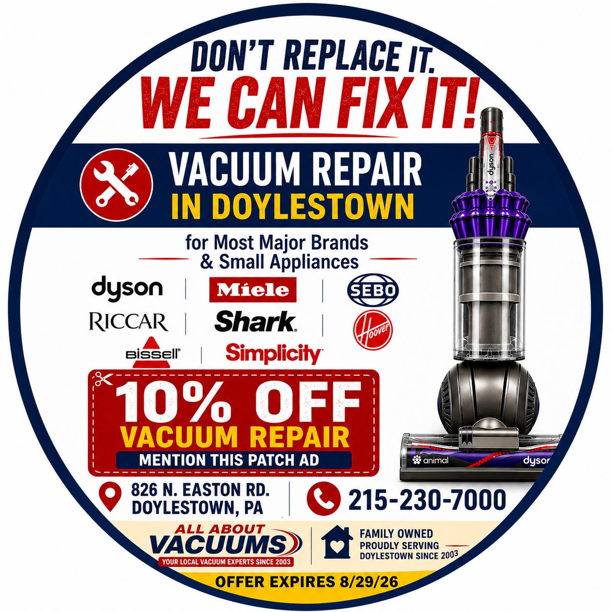 Vacuum Repair in Doylestown – 10% OFF Repair Service