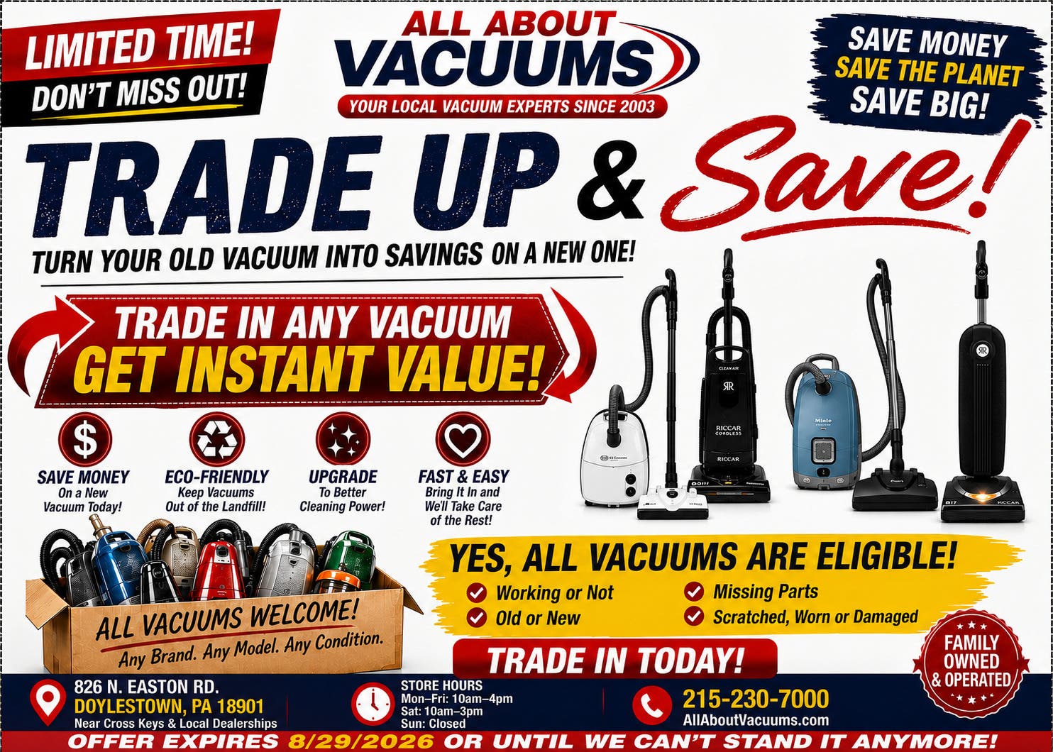 Doylestown Vacuum Trade-In Sale: Bring Us ANY Vacuum & Trade Up!