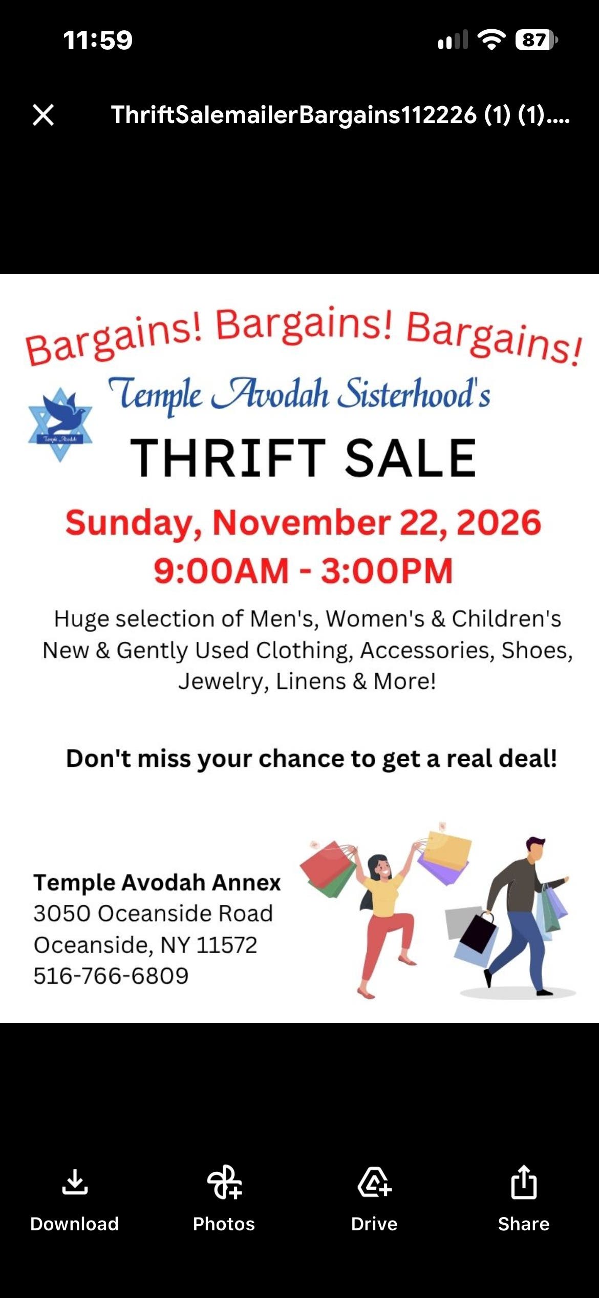 Temple Avodah Sisterhood's Thrift Sale
