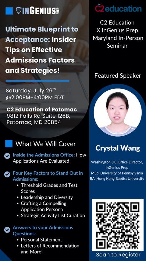 FREE ADMISSION for College Admission Seminar: "Ultimate Blueprint to Acceptance"