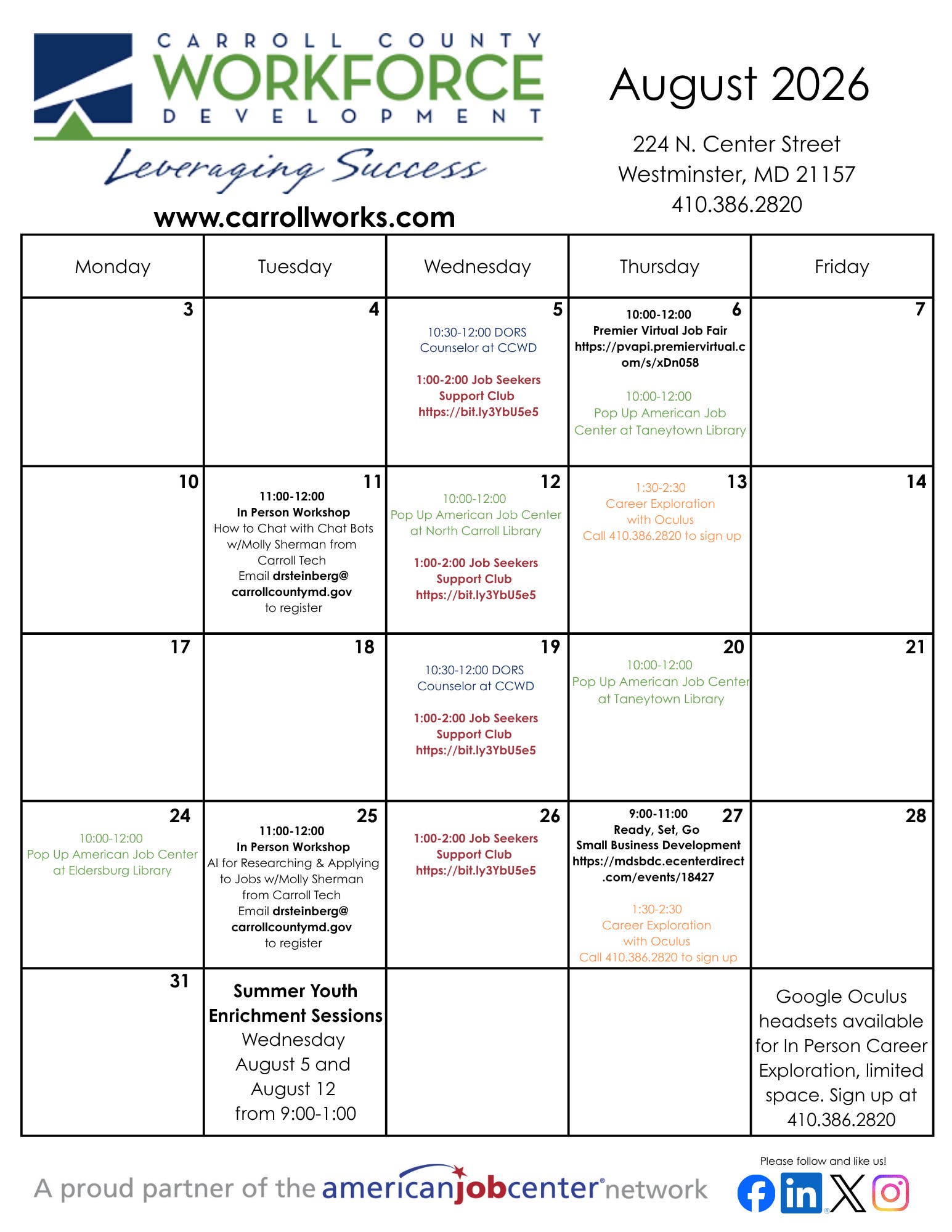 Carroll Works August 2026