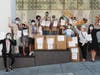 Boy Scout Troop 11 donation to Chinese Hospital, far right:Felicia Leong Fund Development Manager, far left Linda Guan Fund Development Coordinator