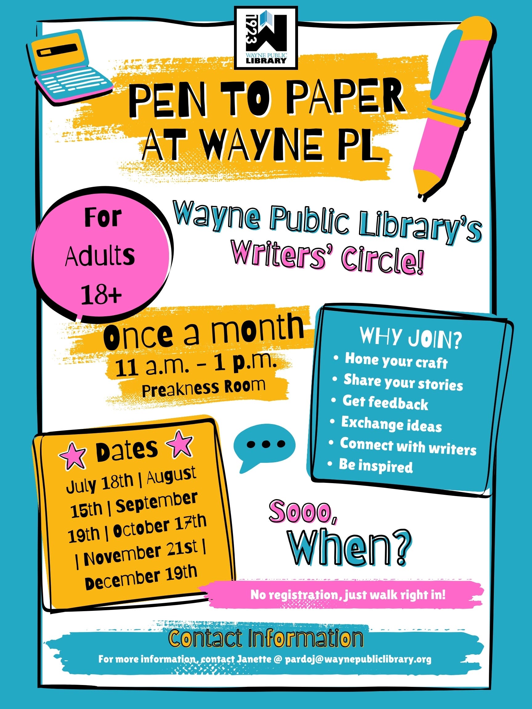 Pen to Paper at Wayne PL - Writers' Circle