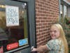 Kassie about to enter her favorite ice cream shop, OwowCow in Ottsville, PA
