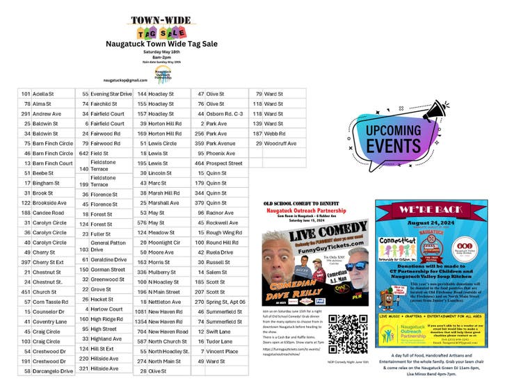 May 18 Naugatuck Town Wide Tag Sale 2024 Naugatuck, CT Patch