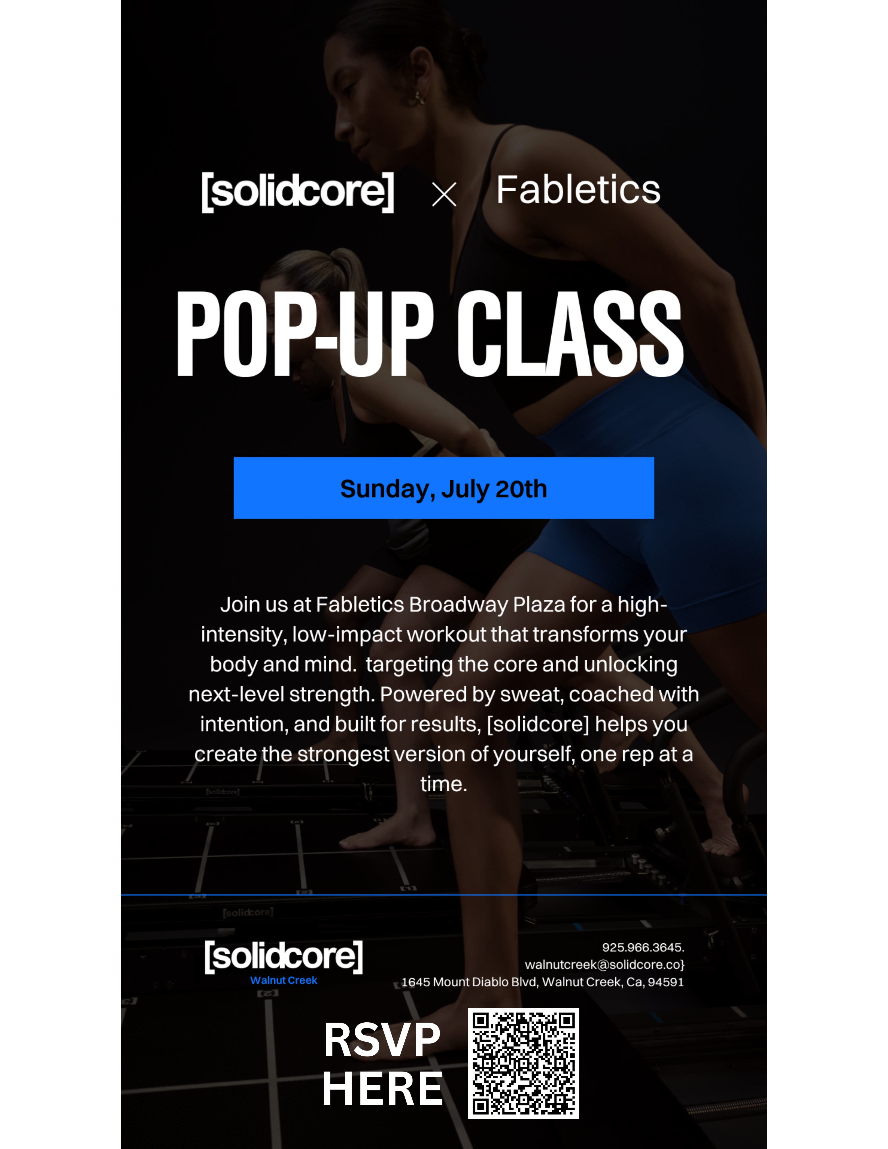 Outdoor Walnut Creek Solidcore x Fabletics Pop-up with Roosha