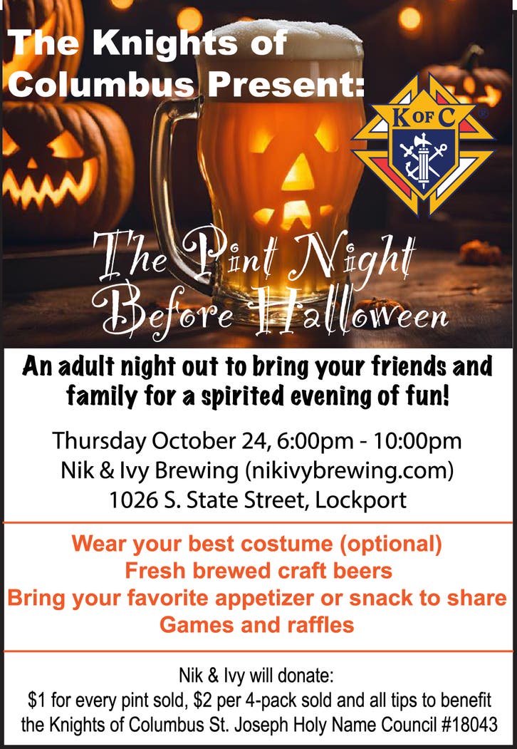Pint Night Nik & Ivy Host by Knights of Columbus Homer Glen, IL Patch