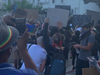 Protesters at 2nd Street in Downtown Los Angeles Thursday night