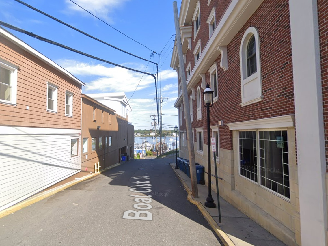 An outdoor dining area was set up on Monday in Boat Club Court for local eatery 26 West On The Navesink.