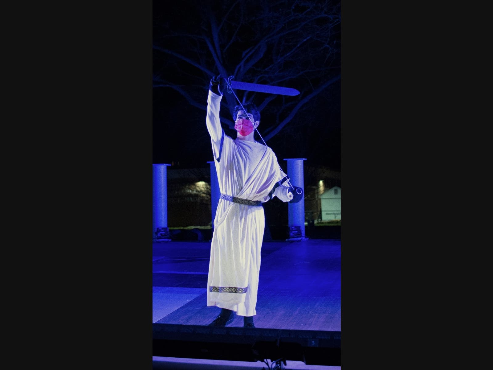Undeterred by the cancellation of their spring musical, these Hazlet students executed a fall drama  complete with togas and face masks. 